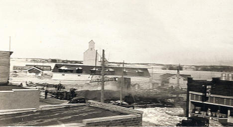 Lowry Roller Mills after it burned to ground, Lowry, Minnesota, 1937