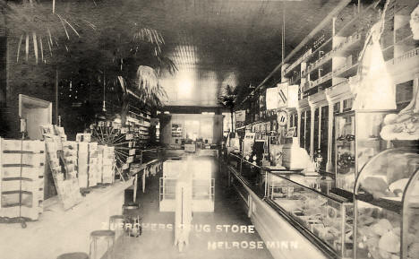 Interior, Zuerchers Drug Store, Melrose, Minnesota, 1910s