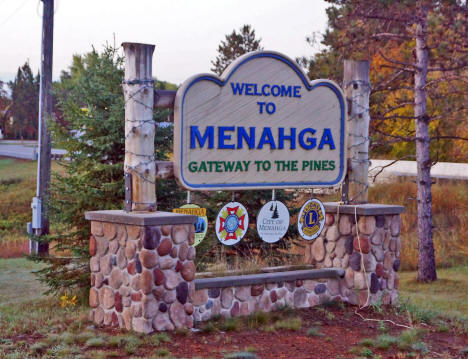 Welcome sign, Menahga, Minnesota, 2020