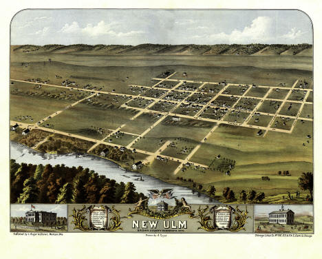 Birds-eye view of New Ulm, Minnesota, 1870