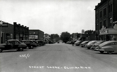 Street scene, Olivia, Minnesota, 1940s