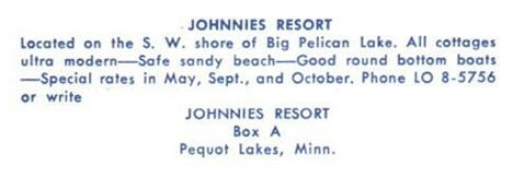 Johnnies Resort, Pequot Lakes, Minnesota, 1960s