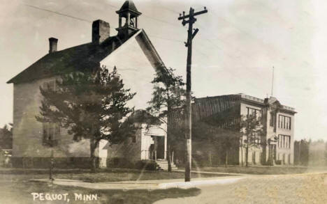 Old and New Schoolhouses, Pequot, Minnesota, 1914