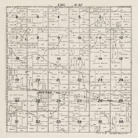 Plat map of Hector Township in Renville County, Minnesota, from 1916