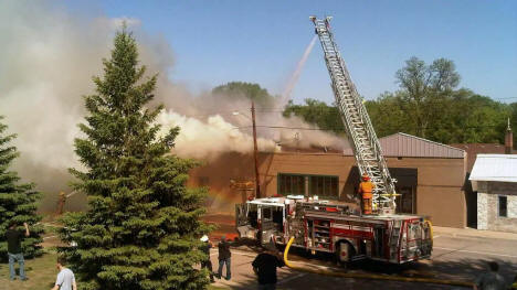 Cowboyz Bar and Grill on Main Street, Rockford, Minnesota, destroyed by fire, May 10th, 2012