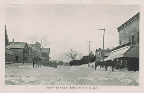 Winter scene on Main Street, Rockford, Minnesota, 1905