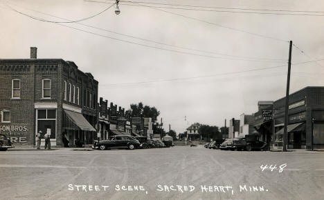 Street scene, Sacred Heart, Minnesota, 1940