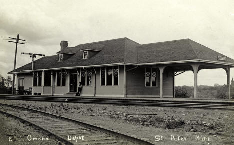 Omaha railroad depot, St. Peter, Minnesota, 1909