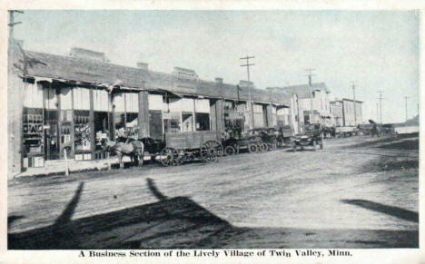 Business section of Twin Valley, Minnesota, 1910s