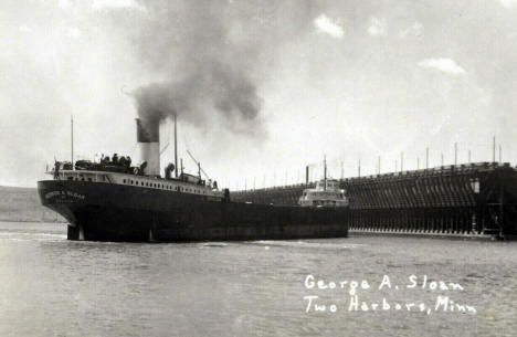 George A. Sloan ore carrier at Two Harbors, Minnesota, 1960s