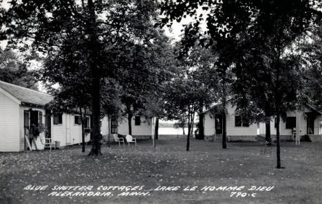 Blue Shutter Cottages on Lake Le Homme Dieu, Alexandria, Minnesota, 1940s