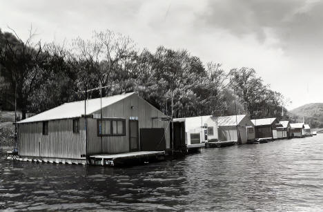 Boathouses on the Mississippi River, Brownsville, Minnesota, 1970s