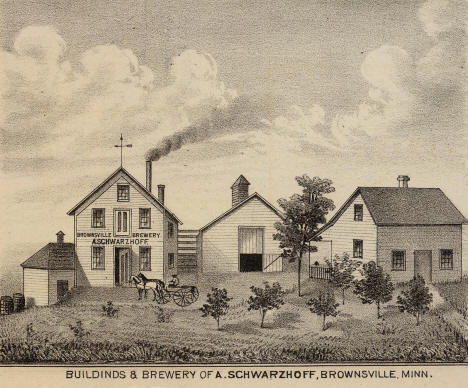 Brewery of A. Schwarzhoff, Brownsville, Minnesota, 1874