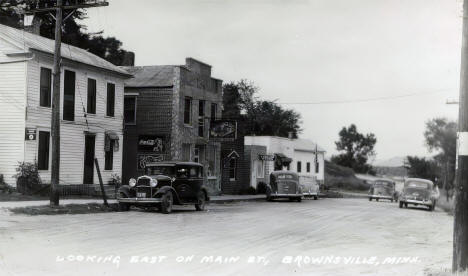 Looking east on Main Street, Brownsville Minnesota, 1940s