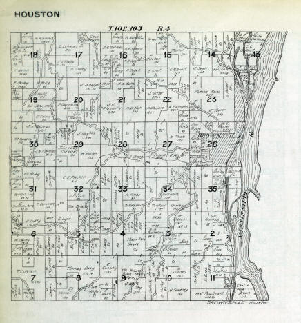 Plat Map, Brownsville Township in Houston County, Minnesota, 1916
