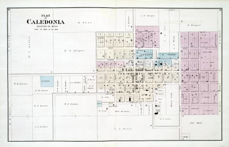Plat map of Caledonia, Minnesota, 1878