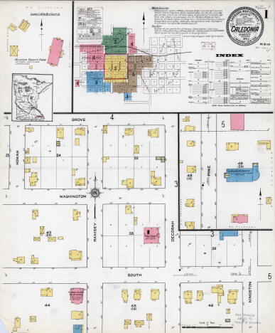 Sanborn Fire Insurance Map, Caledonia Minnesota, 1915