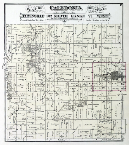 Plat map of Caledonia Township, Houston County, Minnesota, 1878