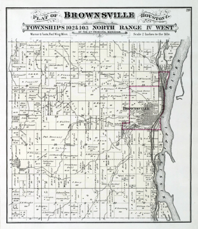 Plat map of Brownsville Township in Houston County, Minnesota, 1878