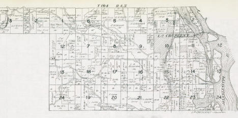 Plat Map, La Crescent Township in Houston County, Minnesota, 1916