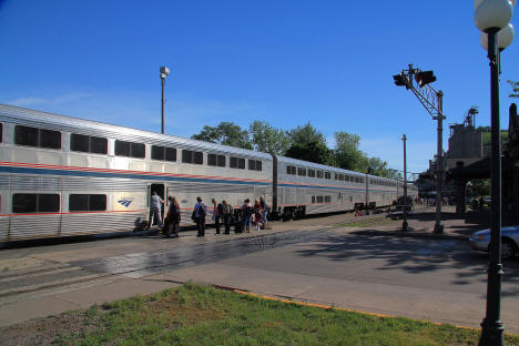 Passengers board the eastbound Empire Builder, Red Wing, Minnesota, 2010