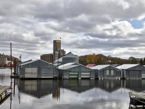 Withers Harbor boat sheds, Red Wing, Minnesota, 2019